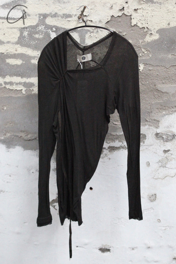Marc Le Bihan asymmetric long-sleeved top with shoulder ties 2861 MLB-2861-H24-25-DARK GREY